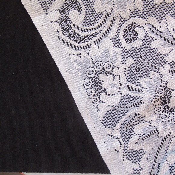 3 Lace Panels, Sheers, White Long, Scalloped, Floral, Drapes, Curtains, Fabric - Picture 7 of 9